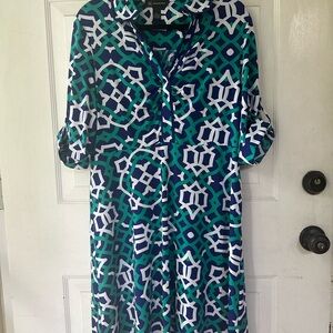 INC International Concepts Geometric Patterned v neck Dress